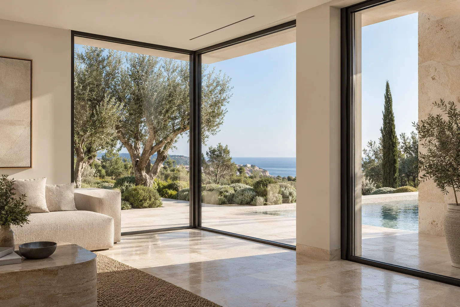 Aluminium window, slim frame
