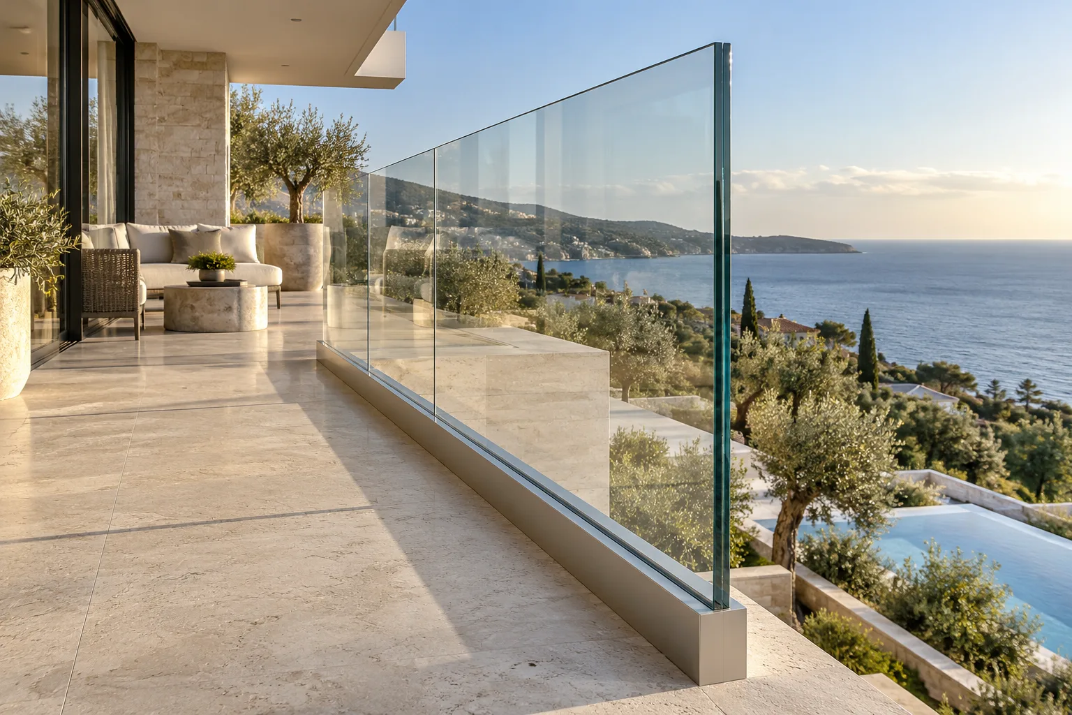 Glass balcony balustrade